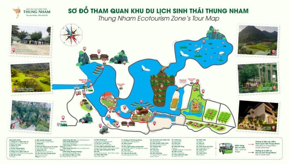 Bản đồ chi tiết tham quan khu du lịch sinh thái Thung Nham
